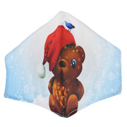 Teddy Bear with Red Hat & Snow Flakes Cotton Face Mask