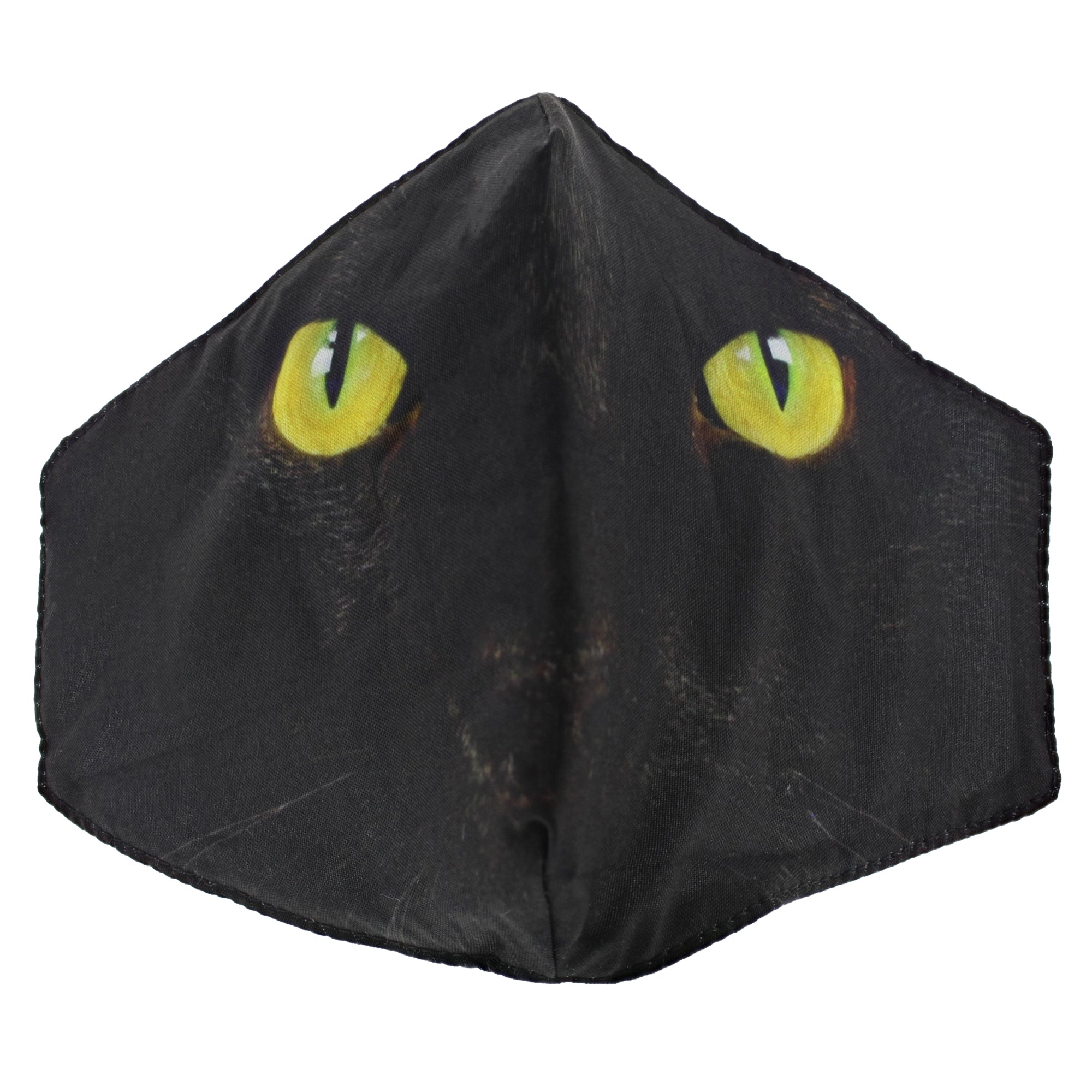 Black Cat with Yellow Eyes Cotton Face Mask