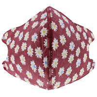 Dark Red Multi Mini Daisy Print Cotton Face Mask