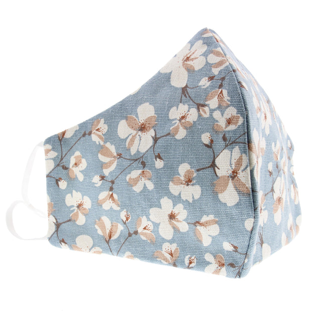 Baby Blue Floral Print Cotton Face Mask