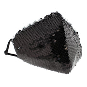 Black & Silver Sequin Cotton Face Mask