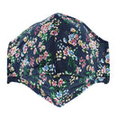 Navy Blue Floral Print Cotton Face Mask