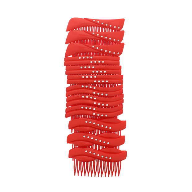 7cm Red Combs with Assorted Finish Ends & Diamante Stones