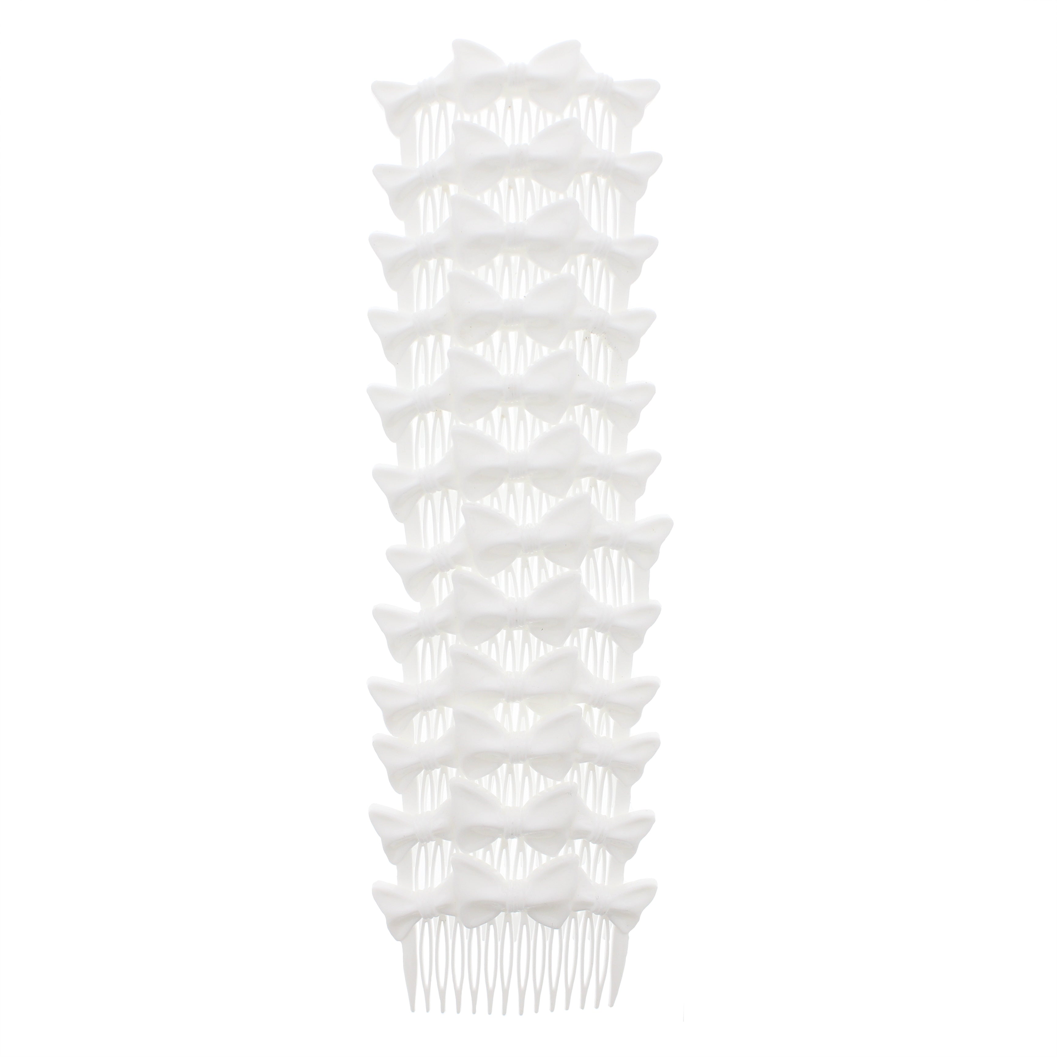 7cm White Hair Comb with Triple Bow Ends