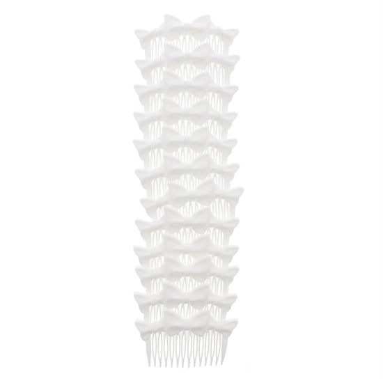 7cm White Hair Comb with Triple Bow Ends