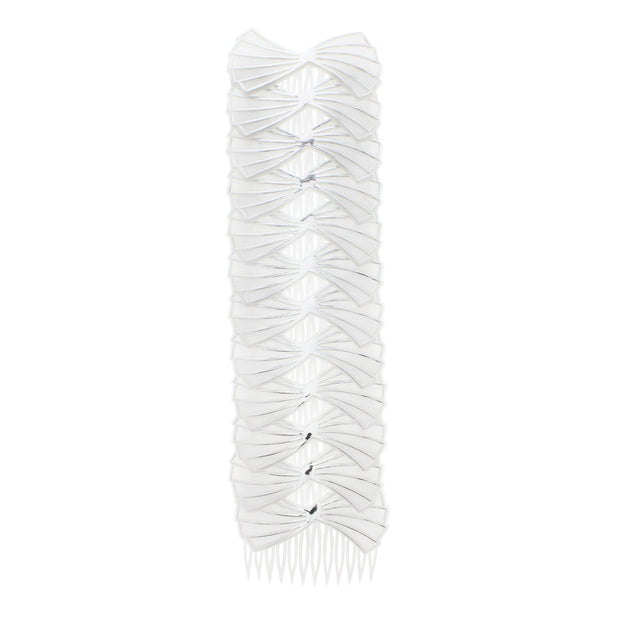 7cm White Comb with Large Silver Bows
