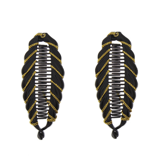 Black 9.5cm Fish Clip with Gold Pattern