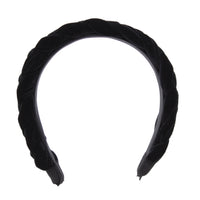 3.6cm Pleated Velvet Black Padded Thick Aliceband