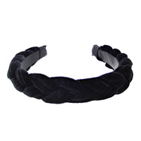 3.6cm Pleated Velvet Black Padded Thick Aliceband