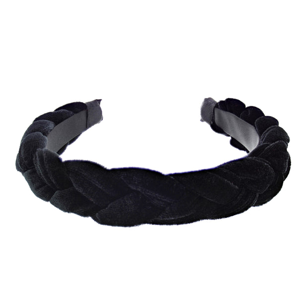 Pleated Velvet Black 3.6cm Padded Thick Aliceband