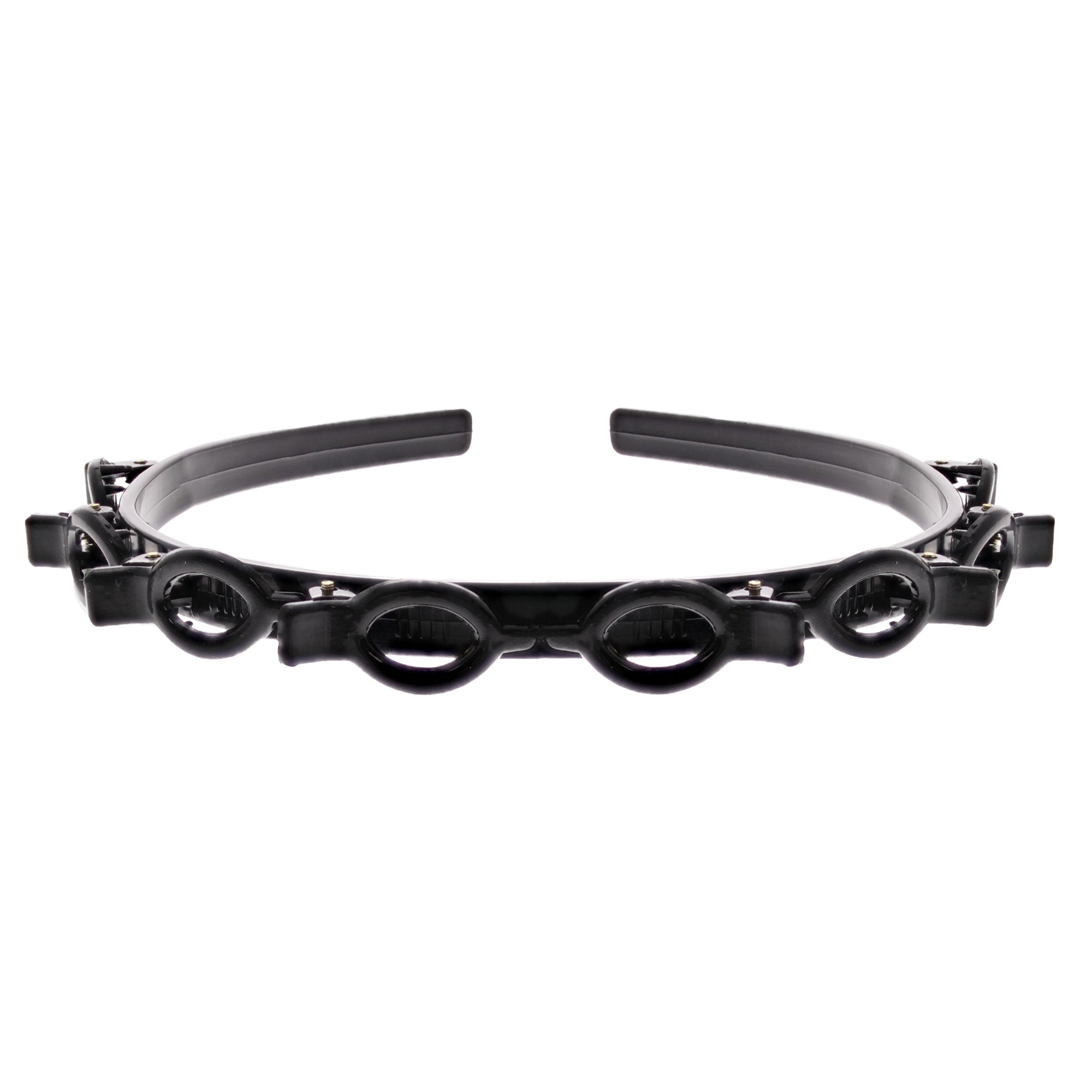 1cm Black Hair Twister Aliceband with Teeth & Clips