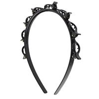 1cm Black Hair Twister Aliceband with Teeth & Clips