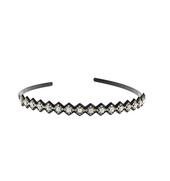 Diamand Patterned Thin Black Plastic Aliceband