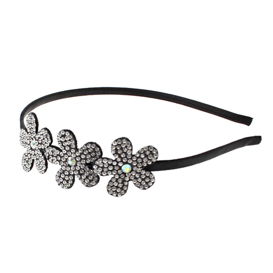 Satin Aliceband with Triple Stone Daisies