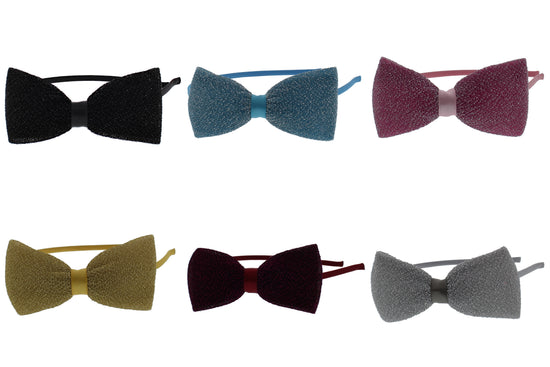 Assorted Thin Satin Alicebands with Large Glitter Bows