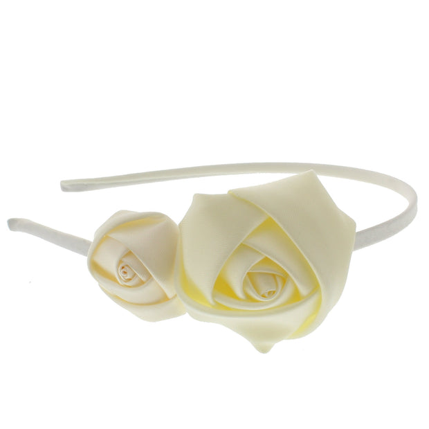 Thin Satin Alicebands with Large & Small Roses