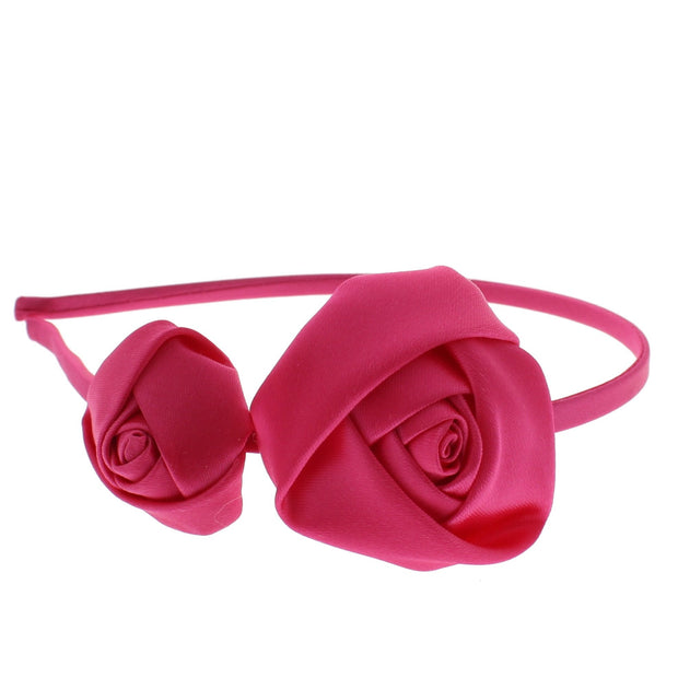 Thin Satin Alicebands with Large & Small Roses