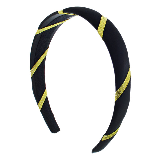 Black with Gold Stripes Pattern Vintage Aliceband