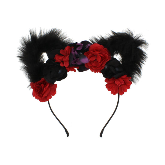 Alternative Floral Cat Fur Ears Headband