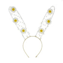 Lace Bunny Headband with Polka Dot Ears & Sunflowers