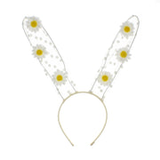 Lace Bunny Headband with Polka Dot Ears & Sunflowers