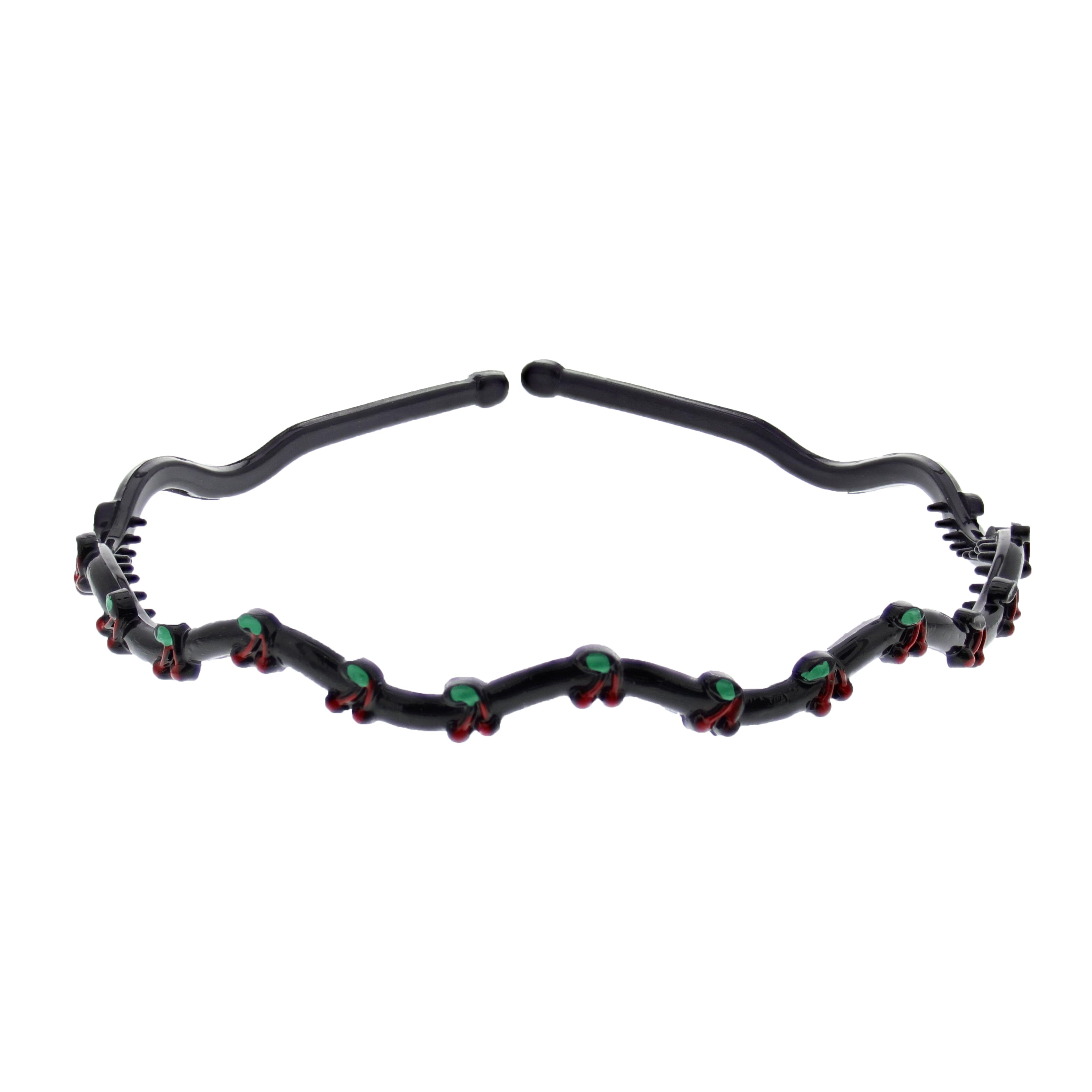 Black Wavy Aliceband with Cherries