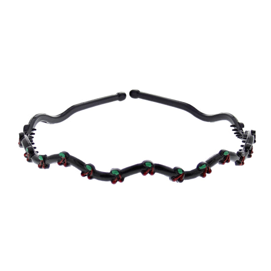 Black Wavy Aliceband with Cherries