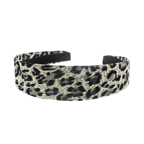 3.5cm White Leopard Print Chiffon Aliceband