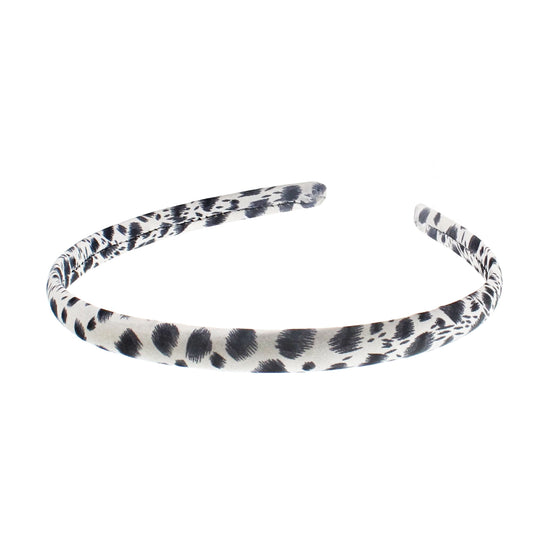 1cm White Leopard Print Satin Aliceband