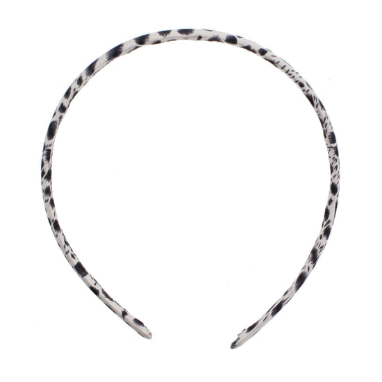 1cm White Leopard Print Satin Aliceband