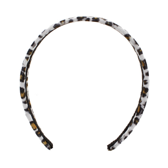 4.8cm White with Brown Leopard Print Velvet Aliceband
