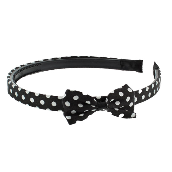 Satin Polka Dot Bow Aliceband