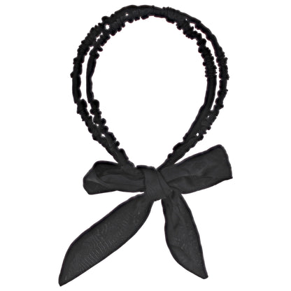 15mm Satin Frilly Double Aliceband with Bow