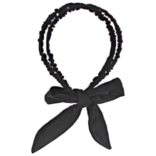 15mm Satin Frilly Double Aliceband with Bow