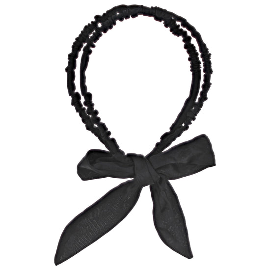15mm Satin Frilly Double Aliceband with Bow