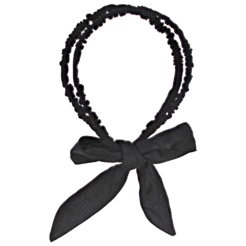 15mm Satin Frilly Double Aliceband with Bow