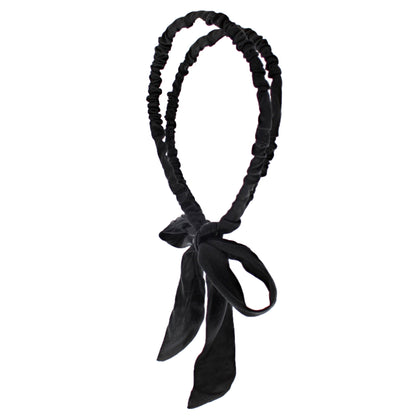 15mm Satin Frilly Double Aliceband with Bow