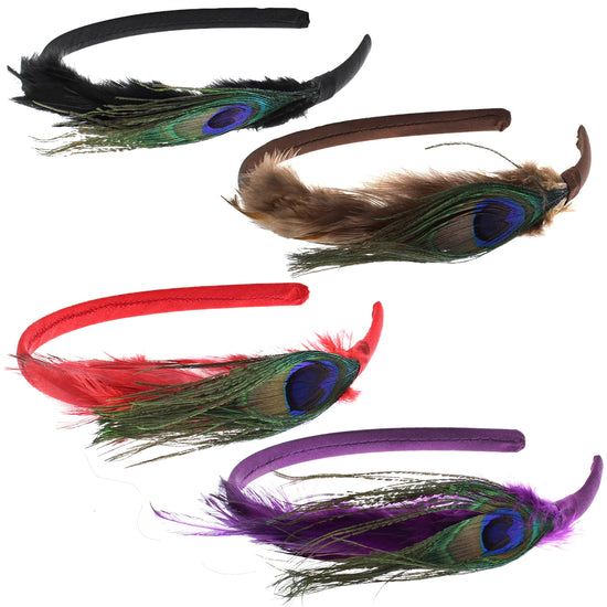 Assorted Colour Peacock Feather Aliceband