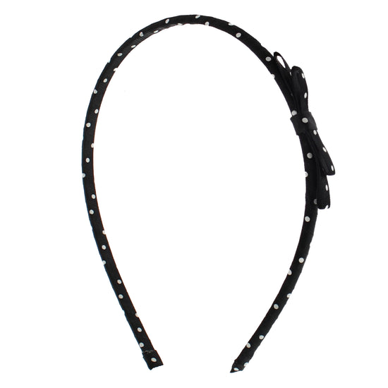 Black Polka Dot Bow on Aliceband
