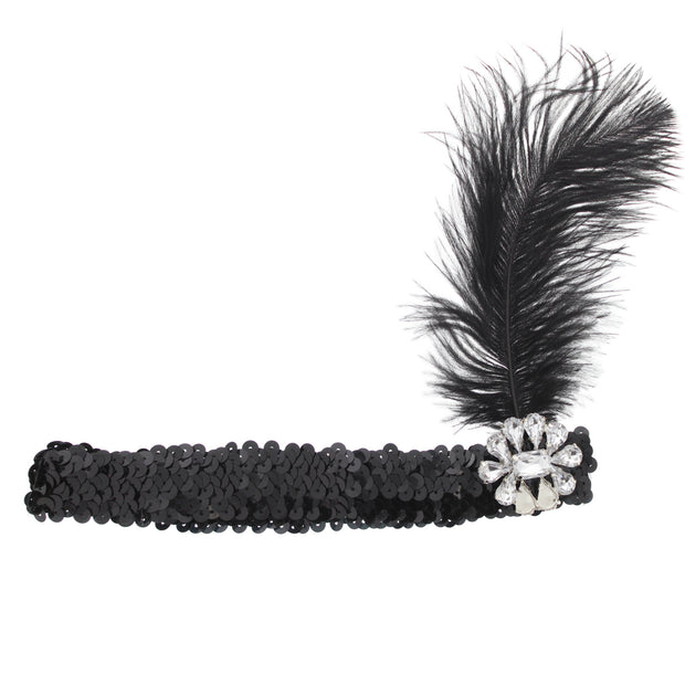 Black Feather Fascinator on Sequin Headband