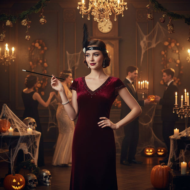 Black feather Sequin Fascinator Headband