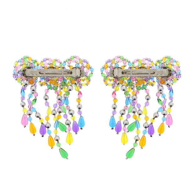 Multicolour Beaded Fun Shaped Hair Barrette - Style B