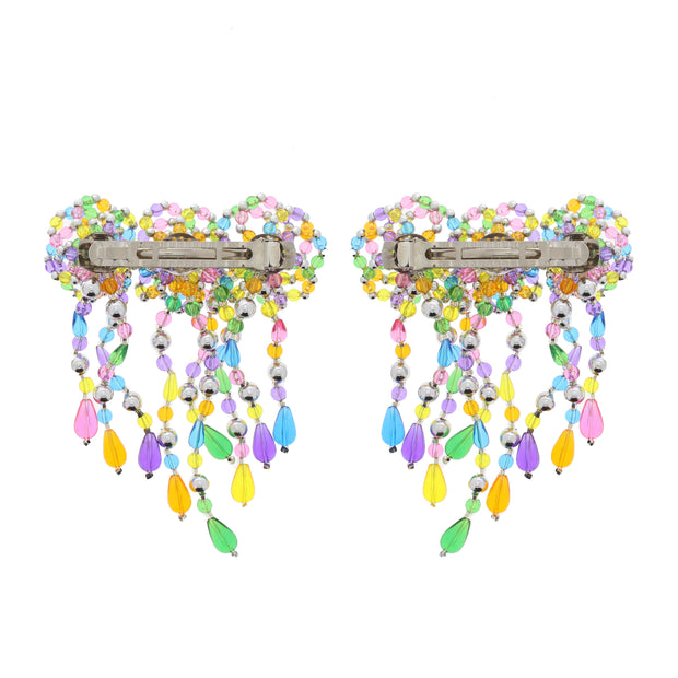 Multicolour Beaded Fun Shaped Hair Barrette - Style B