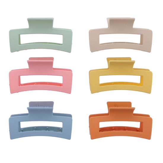 8.5cm Assorted Autumn Matte Finish Rectangular Hair Claw Clips