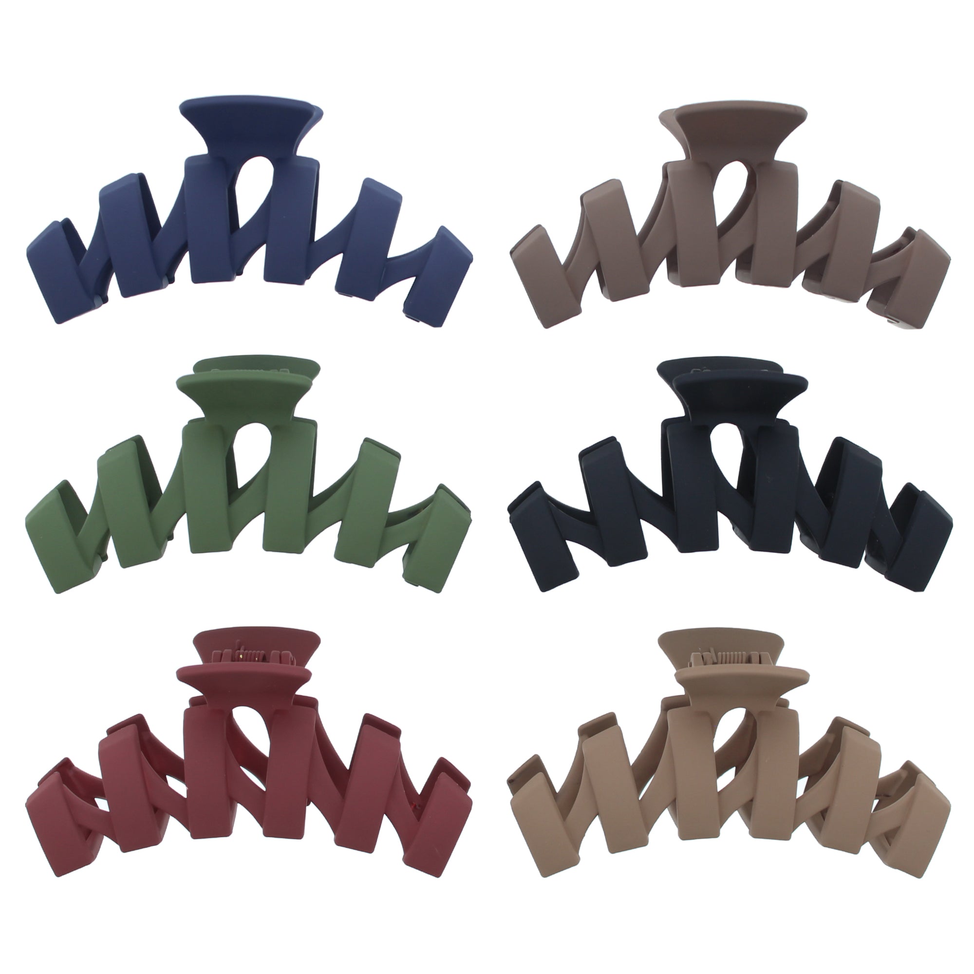 11.2cm Assorted Matte Finish Zig Zag Hair Claw Clips