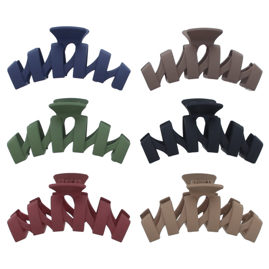 11.2cm Assorted Matte Finish Zig Zag Hair Claw Clips