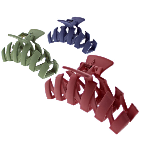 11.2cm Assorted Matte Finish Zig Zag Hair Claw Clips