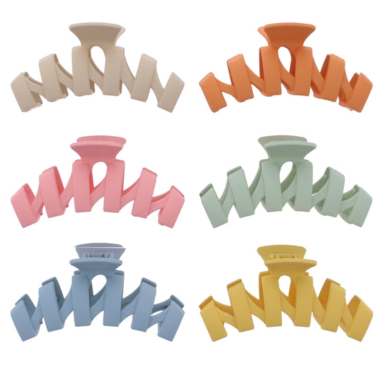 11.2cm Assorted Autumn Matte Finish Zig Zag Hair Claw Clips