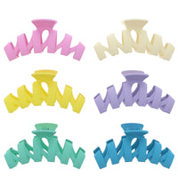 11.2cm Assorted Pastel Matte Finish Zig Zag Hair Claw Clips