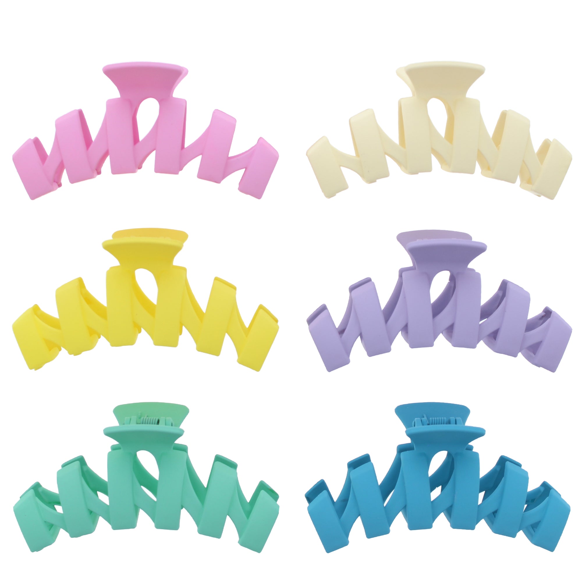 11.2cm Assorted Pastel Matte Finish Zig Zag Hair Claw Clips